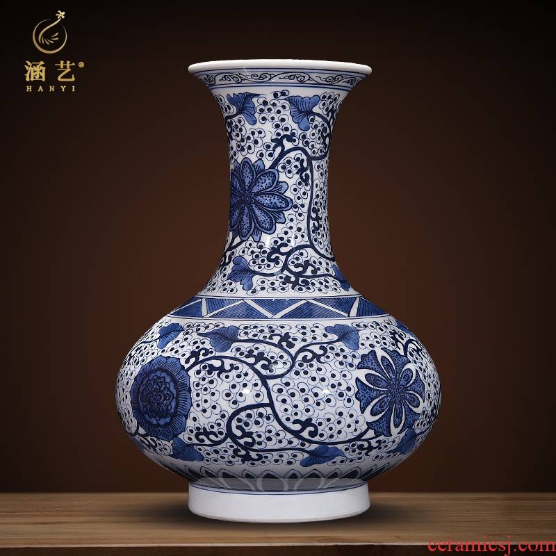 Jingdezhen ceramics hand - made porcelain vases, flower receptacle furnishing articles around branches of new Chinese style household living room decoration