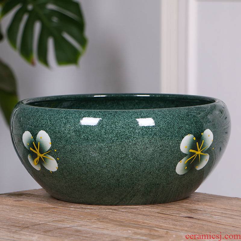 Jingdezhen ceramic goldfish bowl hand - made desktop furnishing articles large turtle pond lily lotus brocade carp basin bowl sitting room