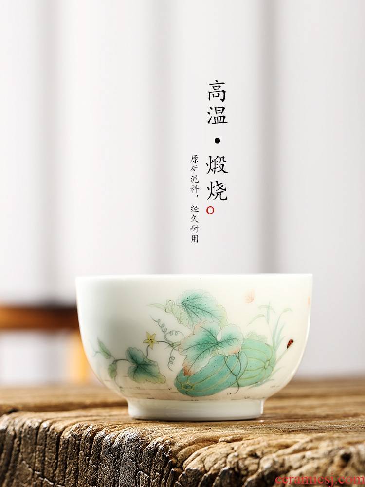 Jingdezhen pure manual white porcelain masters cup sample tea cup single CPU hand - made kung fu tea set ceramic cups of tea only light