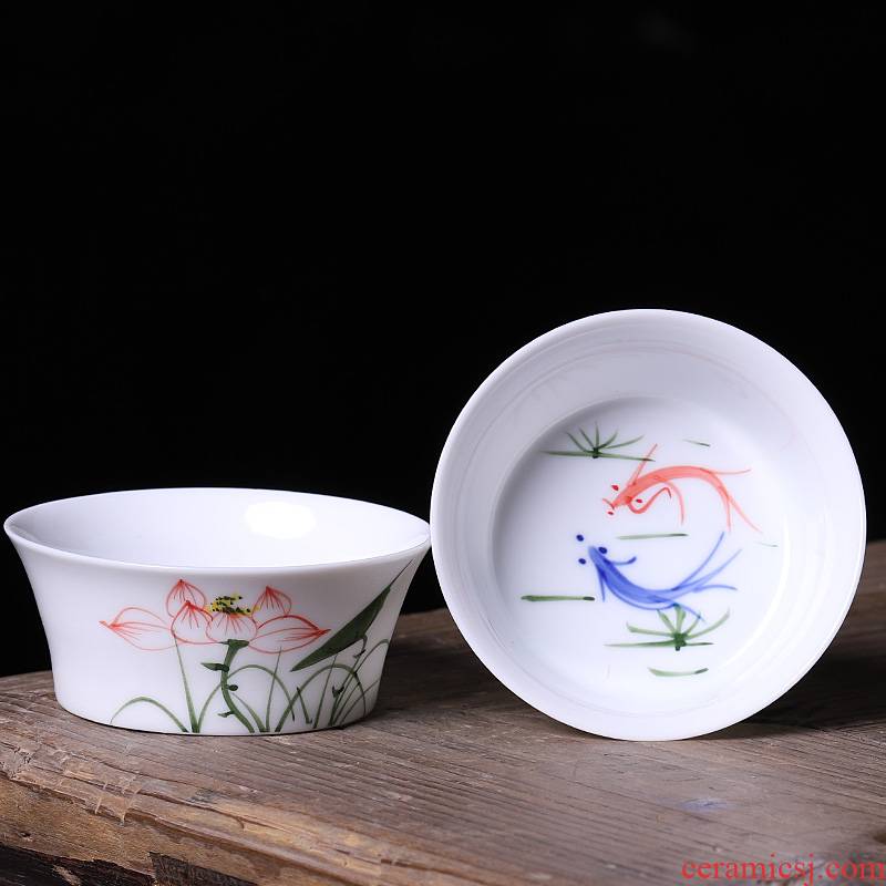 Ceramic hand - made noggin single household kung fu tea tea service master cup thin foetus move, single cup tea cup