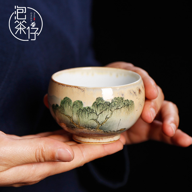 Jingdezhen pure manual variable hand - made congou small ceramic cups kung fu tea set a single sample tea cup masters cup