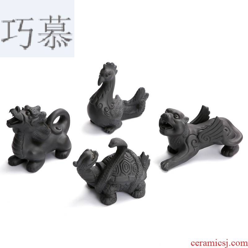 Qiao mu four god beast like purple sand tea pet qinglong household utensils accessories creative basaltic play small place of tea by hand