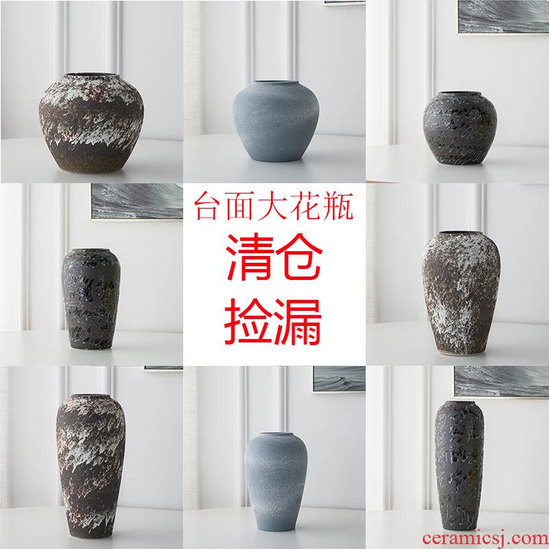 Clearance of jingdezhen ceramic retro big vase creative decoration rough TaoHua sitting room balcony decoration furnishing articles