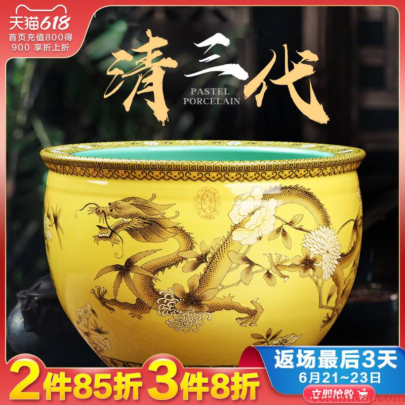 Jingdezhen ceramics powder enamel dragon creative desktop VAT adornment household the sitting room porch place