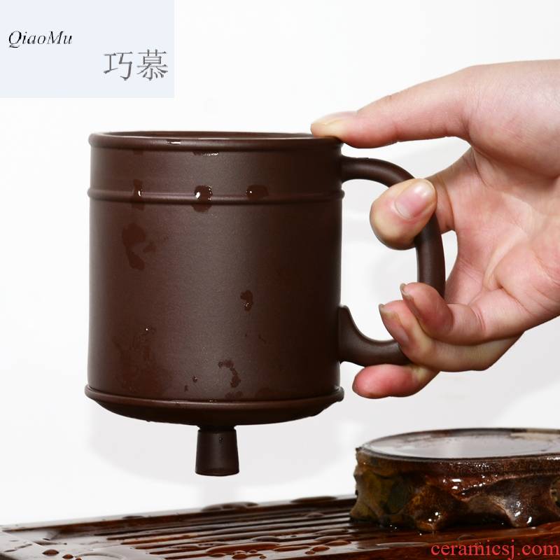 Qiao mu QD office gift tea set yixing purple sand cup authentic pure ore all purple clay hand household kung fu tea cups