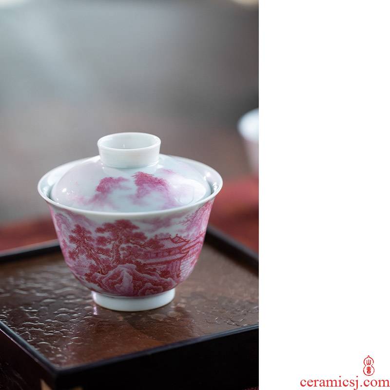 Agate red landscape tureen found of art hall jingdezhen checking ceramic tureen only a single second tureen tea bowl