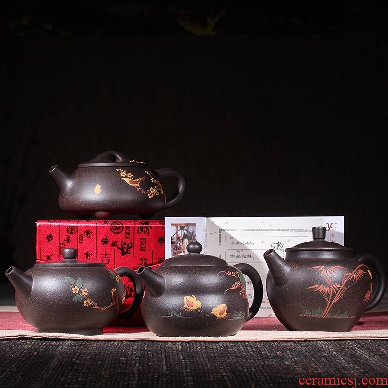 Qiao mu JS yixing it the teapot tea black gold sand ladle pot teapot single pot