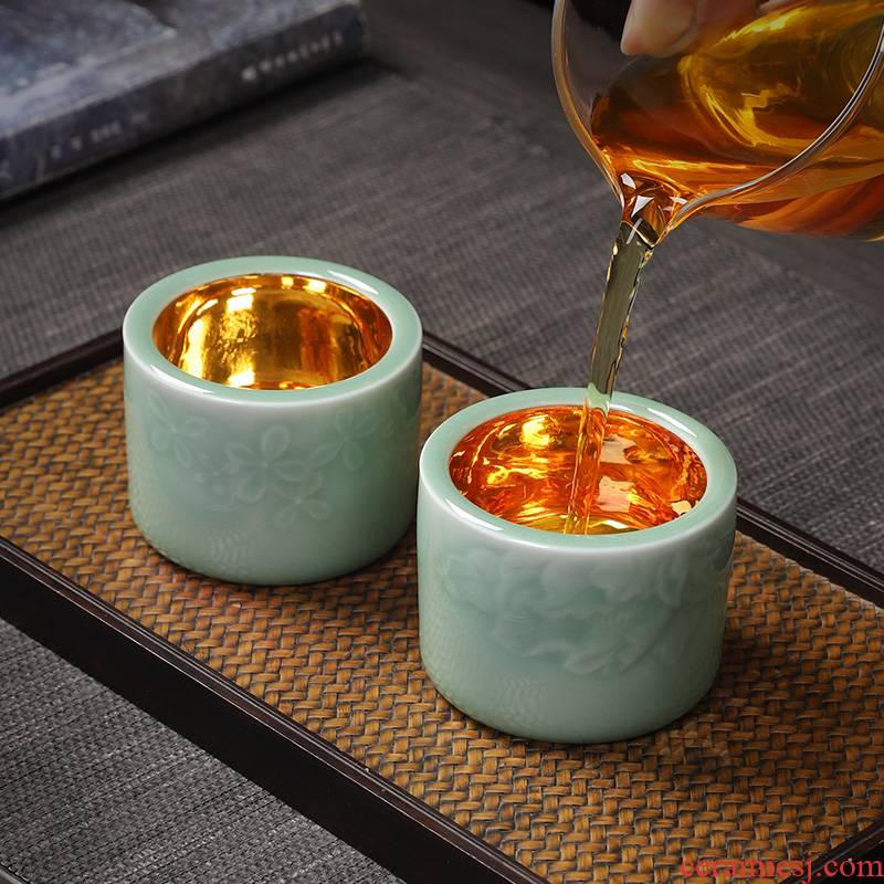 Celadon gold cup kung fu tea cups jinzhan master cup single cup "women men high - grade to use sample tea cup