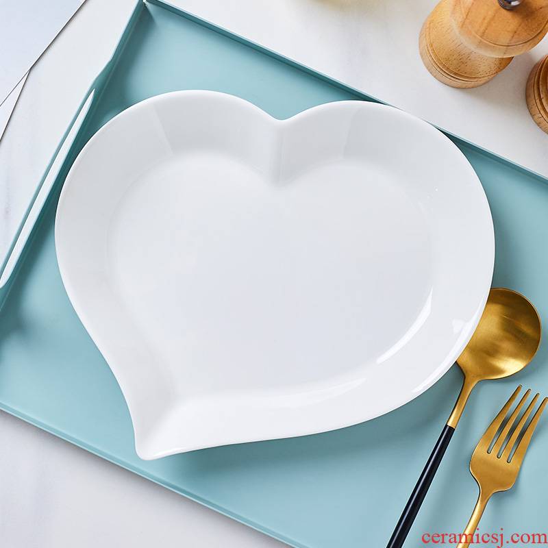 Jingdezhen new ipads China tableware heart - shaped plate household plates salad plate microwave white ceramic 0