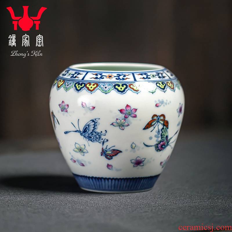 Have blue and white color bucket tea wash to household ceramics up water jar is large kung fu tea accessories XiCha writing brush washer cylinder device