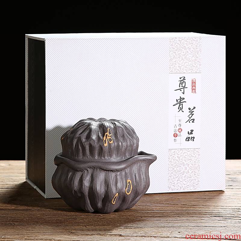 Qiao mu JS yixing purple sand tea set crack cup portable a pot of tea set lazy cup a cup of kongfu tea