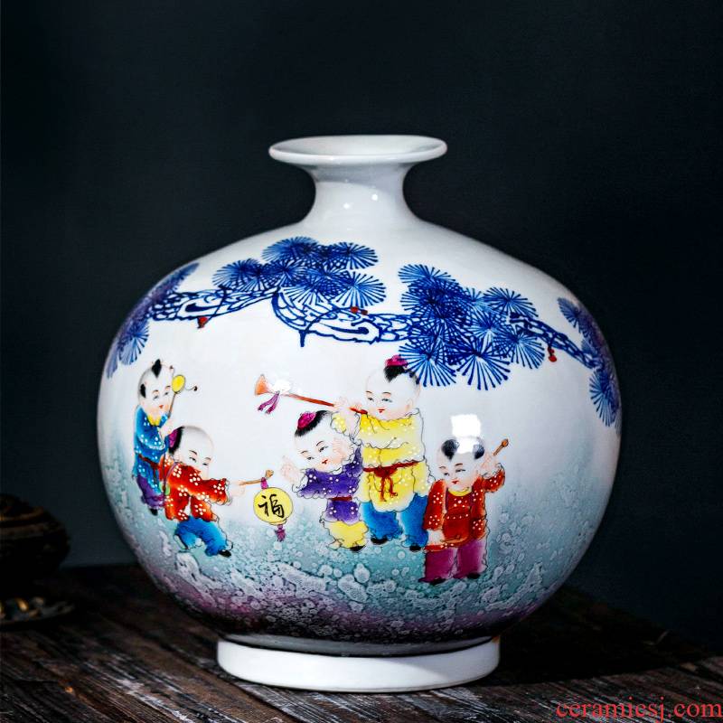 Jingdezhen ceramic vase furnishing articles by hand - made rich ancient frame light the key-2 luxury of new Chinese style household, the sitting room porch decoration
