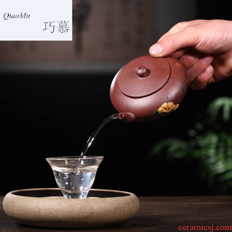 Qiao mu HM yixing ores are it all hand teapot tea house hidden bottom groove mud cleaning the draw oval pot of new products