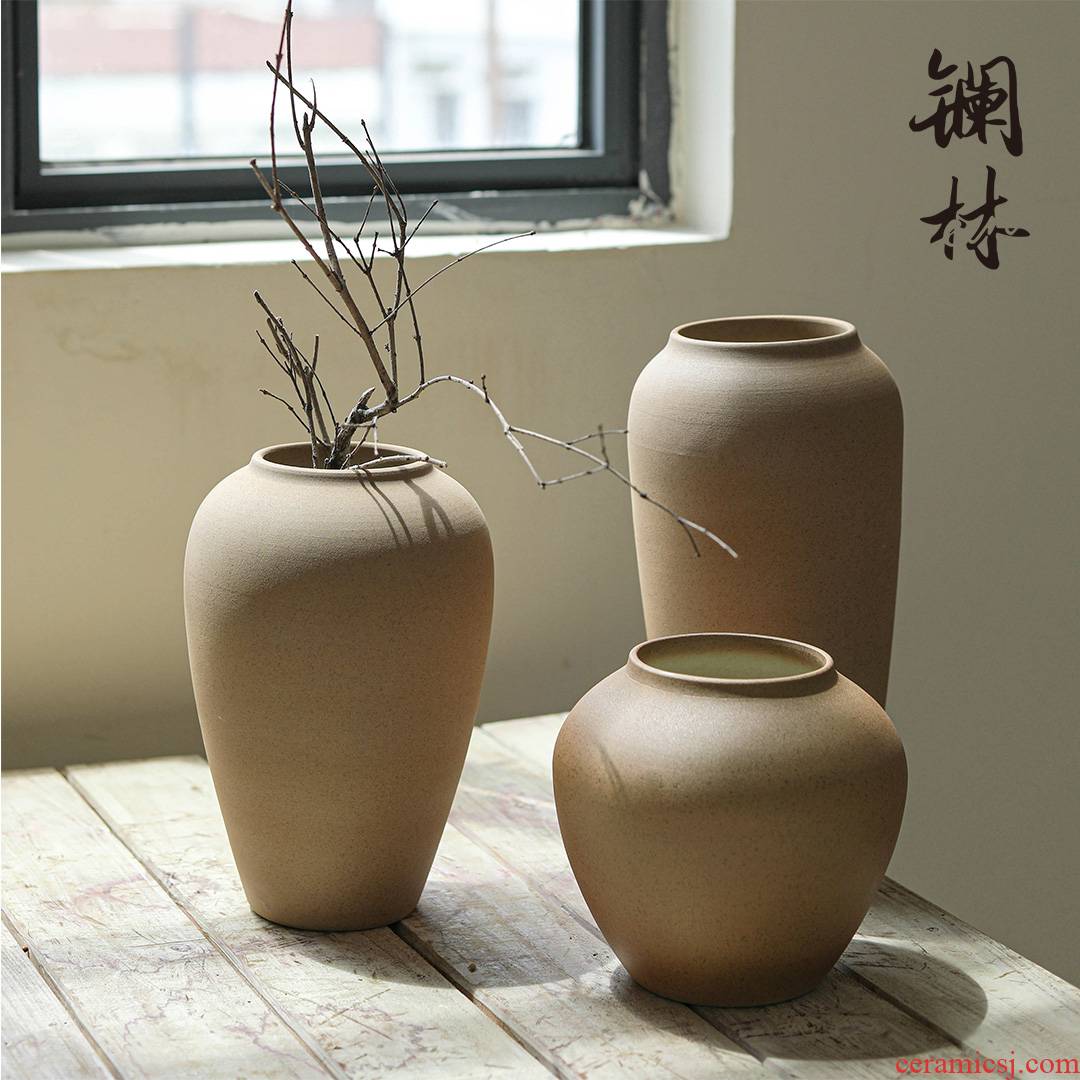 Dry flower is plain coloured coarse pottery vase office decoration to the hotel teahouse study zen mesa place ceramic POTS