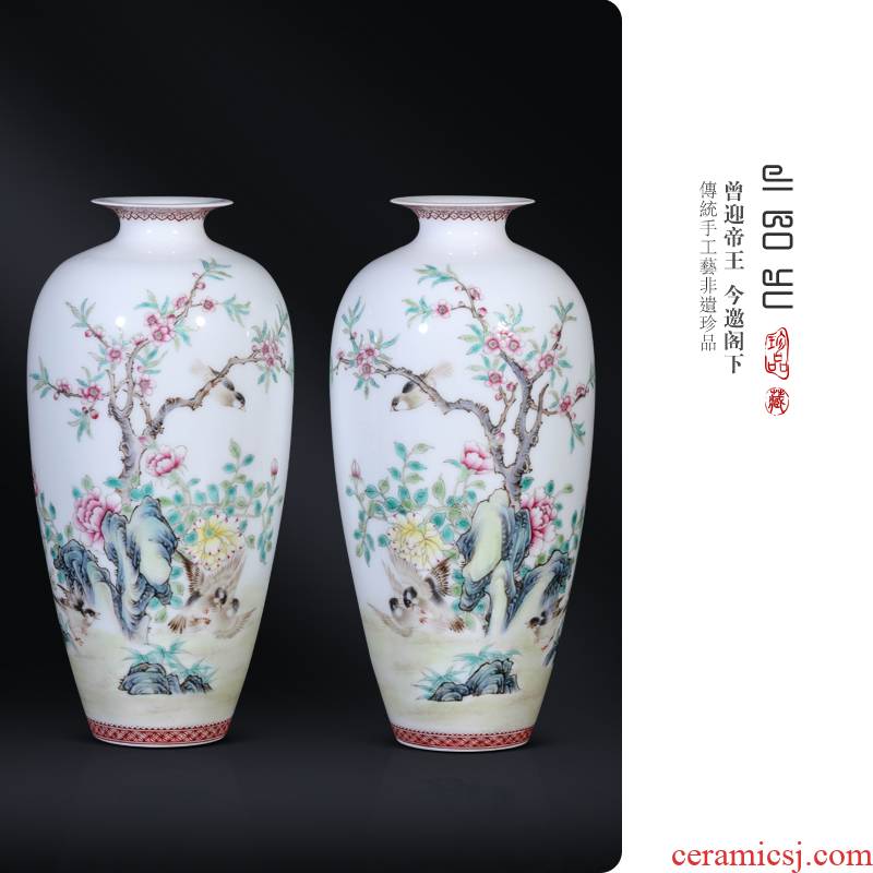 Jingdezhen ceramics antique hand - made pastel for bottles of Chinese style living room porch TV ark, rich ancient frame decorative furnishing articles