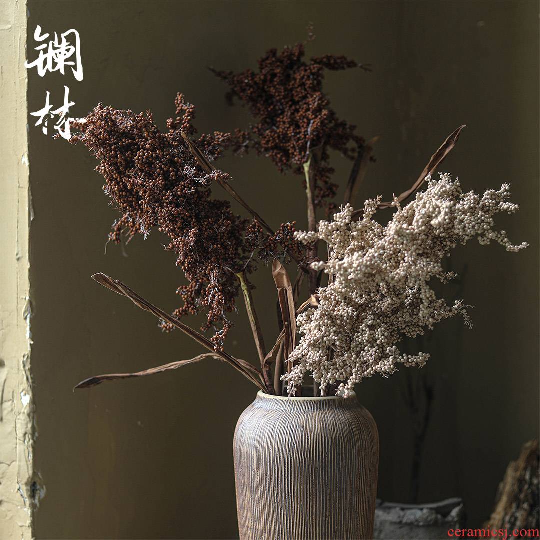 Simulation of sorghum restoring ancient ways the autumn dry flower long branch home decoration to the hotel wabi-sabi wind jugs arranging flowers floral decorations