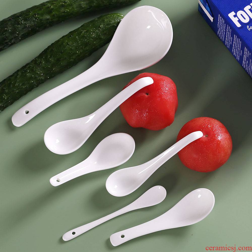 Jingdezhen ceramic spoon household to eat soup spoon, white ipads China large spoon, small coffee spoon, spoon