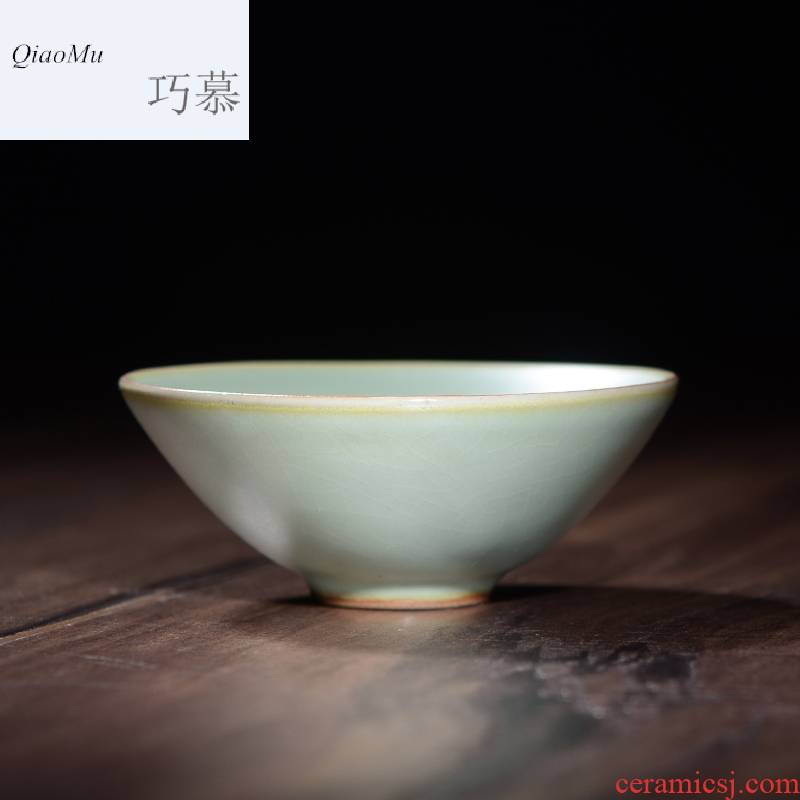 Qiao mu CMJ longquan ceramic imitation song dynasty style typeface your up porcelain tea sets tea cups azure cracked cup your up big bucket