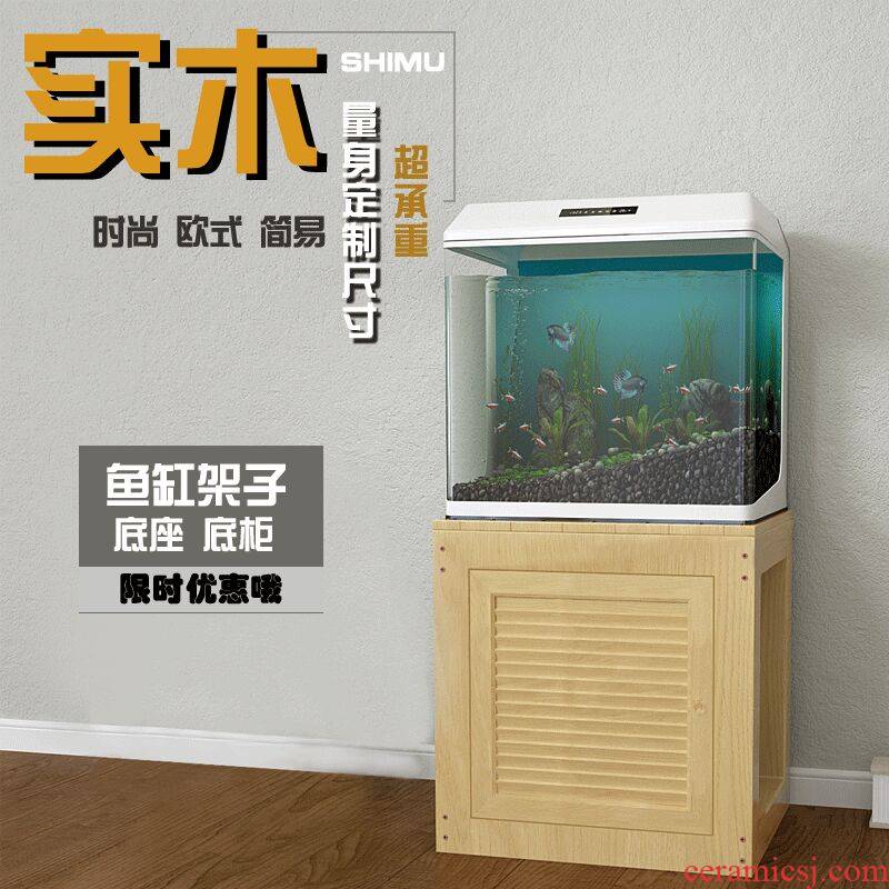 The Fish tank to tank bottom ark, wood, simple small aquarium Fish tank aquarium cabinet table made solid wood frame base
