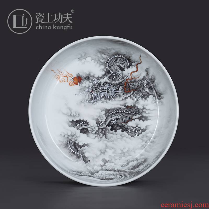 Dragon tea tray was jingdezhen porcelain on kung fu pure manual ink kung fu tea accessories supporting plate of high - end ceramic pot
