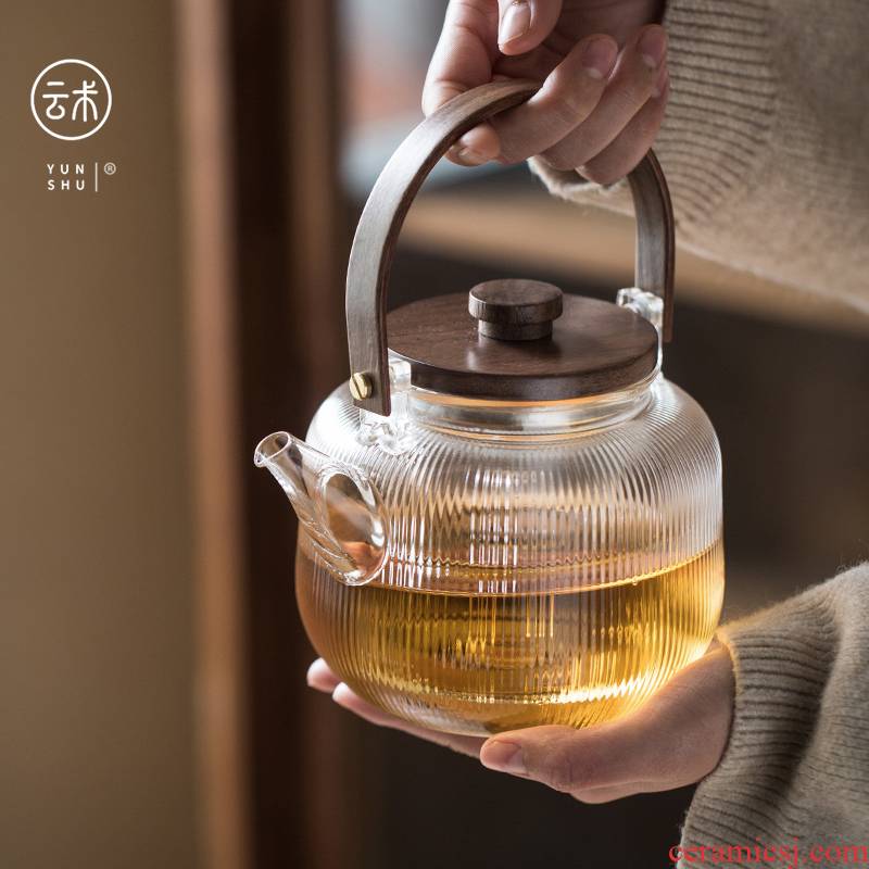 Cloud operation can be heated domestic high temperature resistant teapot the girder cooking tea, the electric TaoLu glass tea kettle boil the teapot