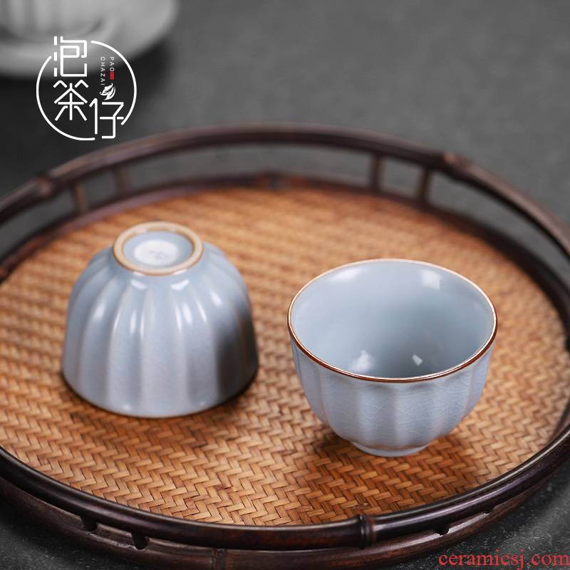 Open the slice your up can raise cups master cup personal single CPU household ceramic ice crack glaze kung fu tea sample tea cup