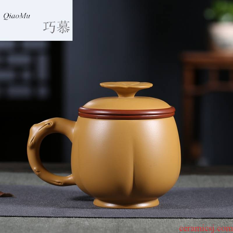 Qiao mu HM violet arenaceous tea cup cover cup all hand name plum purple sand cup fine man woman make tea cup