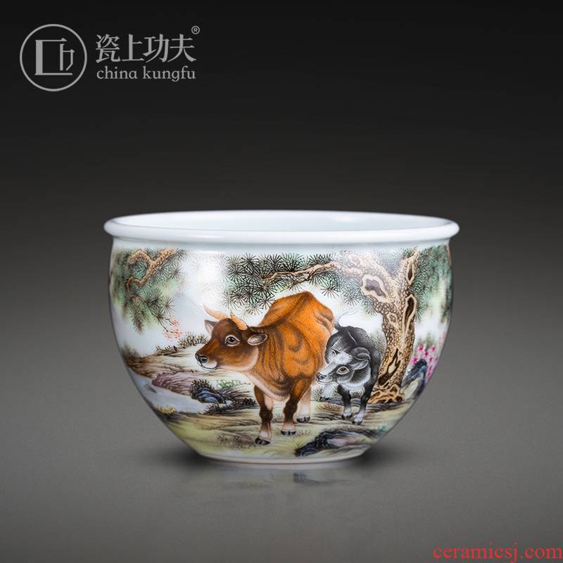 Hand - made colored enamel porcelain on kung fu wring kung fu tea cups of jingdezhen ceramic masters cup cylinder cup of the big bowl