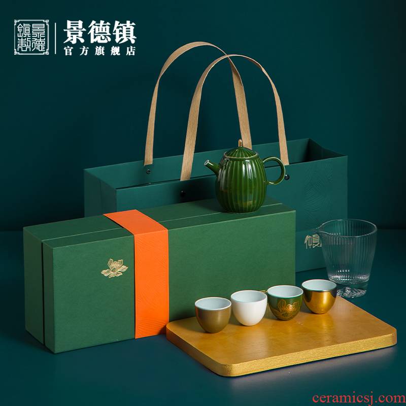 Jingdezhen official flagship store ceramic midsummer kung fu tea set up fang home tea teapot teacup combination