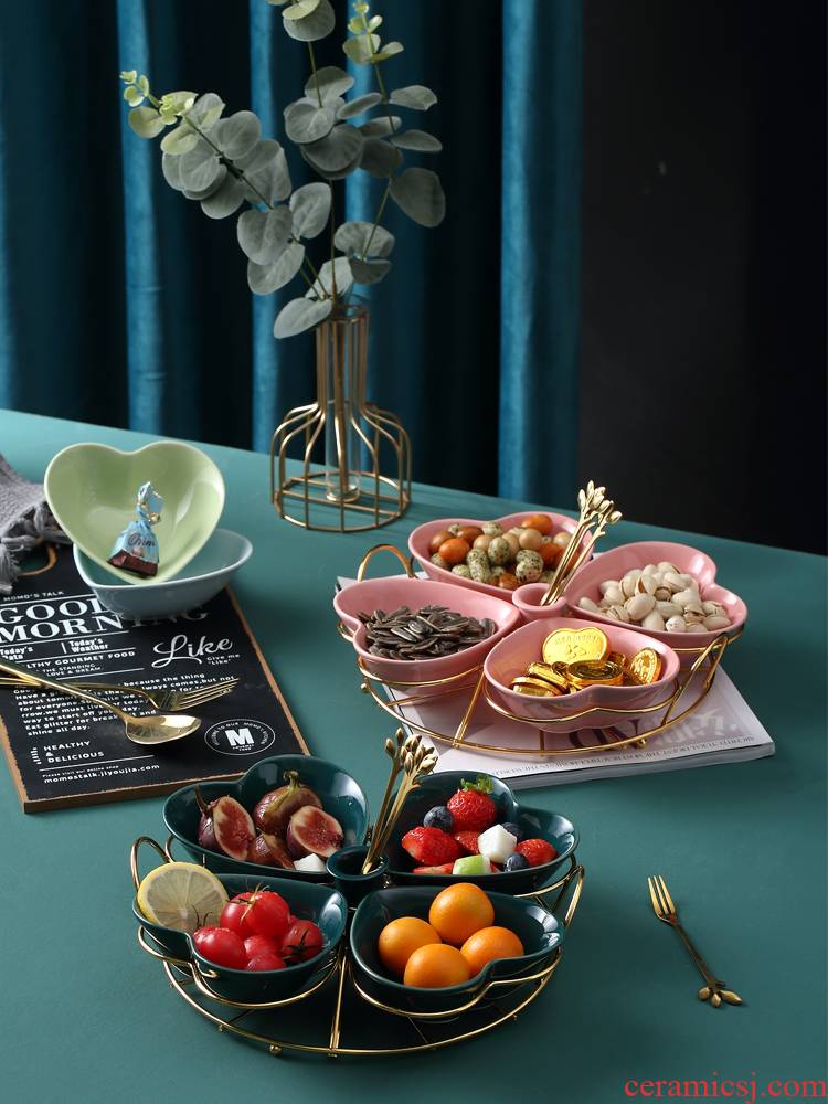 Fruit bowl ins wind household platter sitting room tea table frame Nordic light web celebrity creative key-2 luxury wind advanced ceramics
