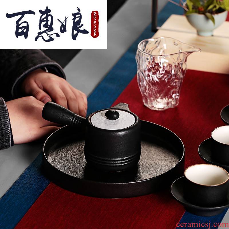 (niang coarse ceramic POTS dry socket mercifully machine water tea set small tea set zen tea tray bearing plate of Japanese tea pot pad tao
