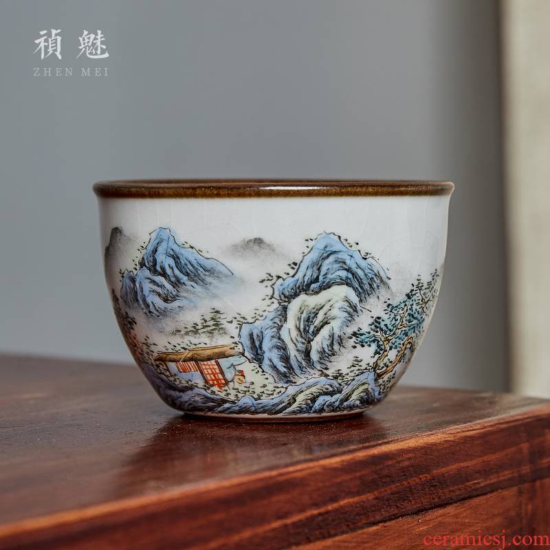 Shot incarnate your up hand - made scenery cylinder cup of jingdezhen ceramic kung fu tea set sample tea cup masters cup single CPU