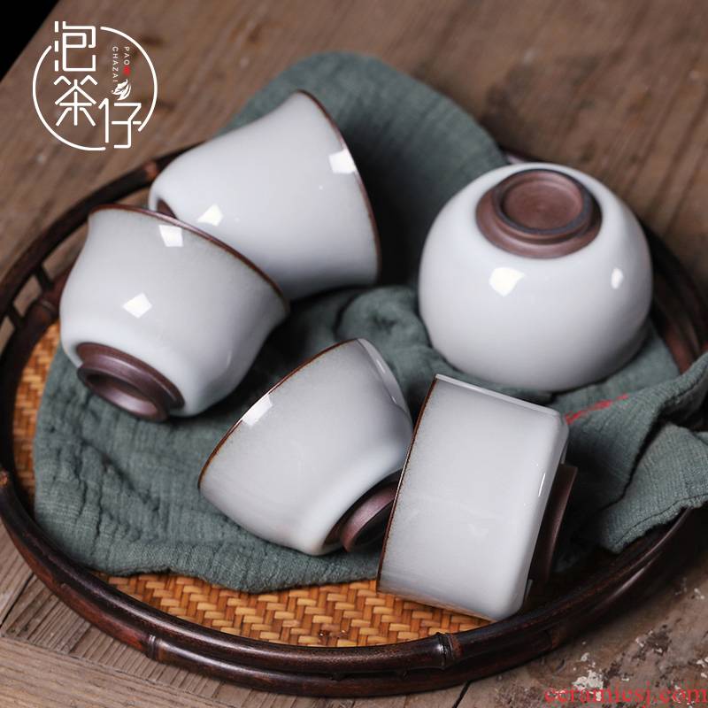 Up the master kung fu tea tea cup single cup small single sample tea cup, ceramic congou tire pure white iron