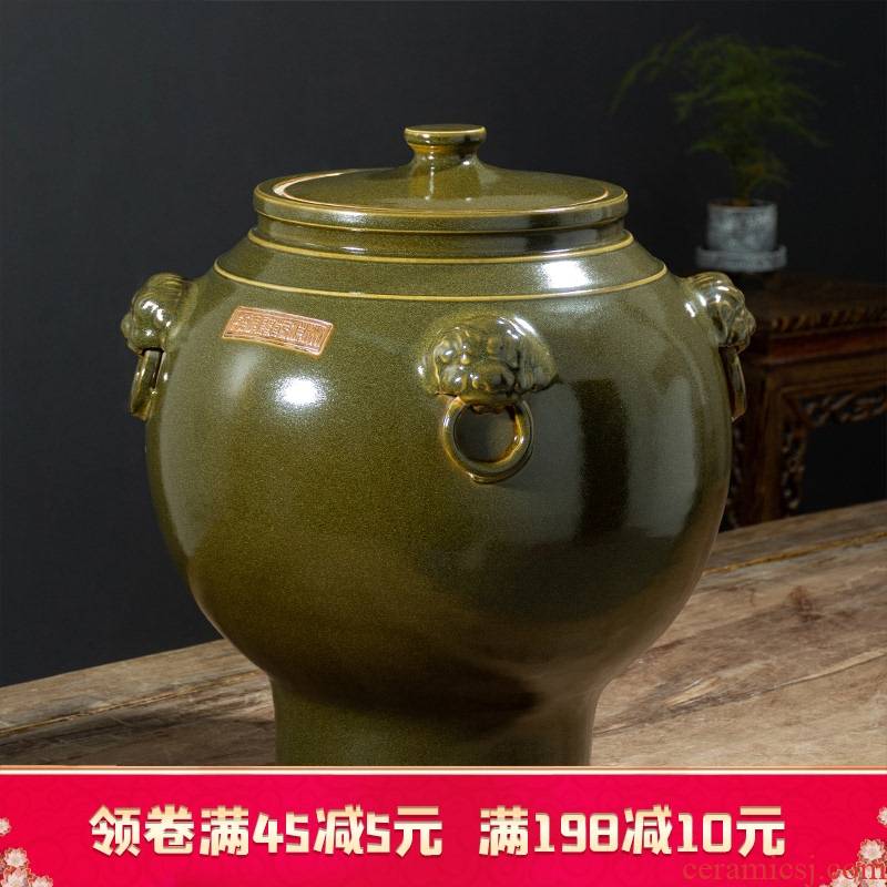 Jingdezhen ceramic wine jars 30 jins of 50 pounds put antique tea oil it household jugs of sealing belt at the end of the tap