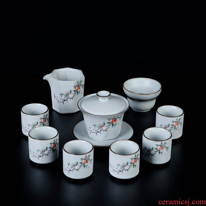 Your up with jingdezhen ceramic tea set household of Chinese style only three tureen kung fu tea cup, the whole set of restoring ancient ways