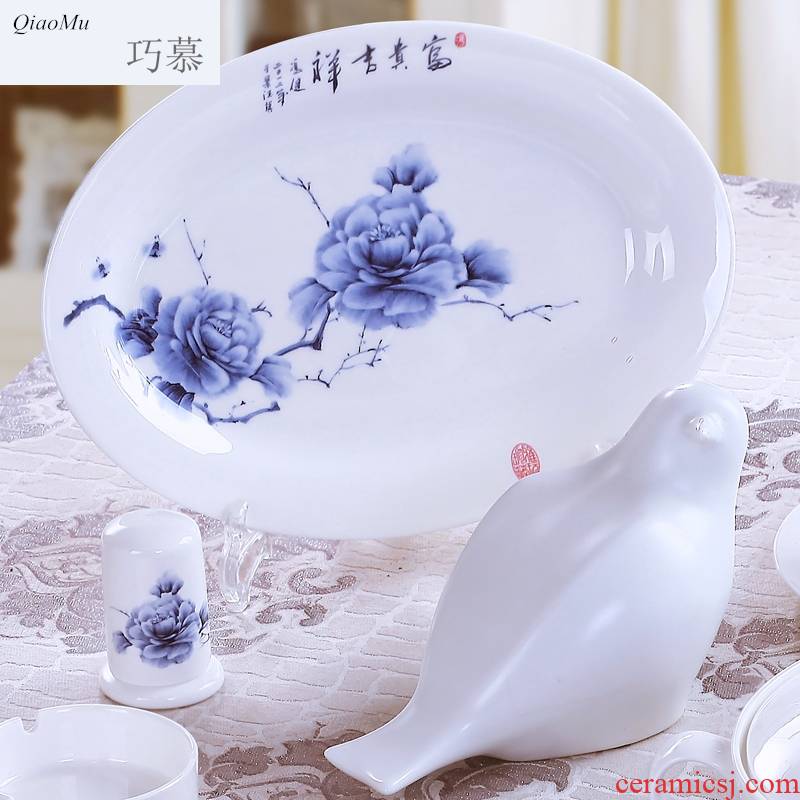Qiao mu son JYD ipads porcelain ceramic fish dish household food dish European - style hotel tableware oval bread dessert plate