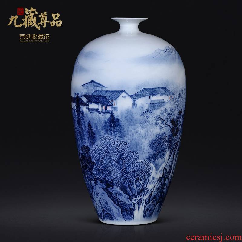 Jingdezhen ceramic dong - Ming li hand - made scenery of blue and white porcelain vase Chinese sitting room porch TV ark, furnishing articles