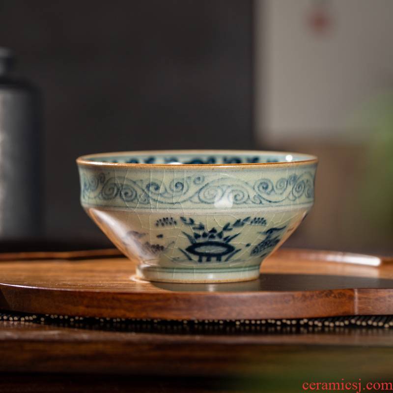 Open the slice owl up with porcelain clay glaze maintain tea archaize master kung fu tea cups cup yuanyang drawing lines