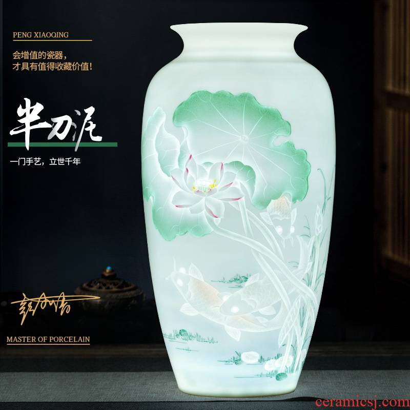 Jingdezhen ceramic vase furnishing articles by hand - made rich ancient frame light the key-2 luxury of new Chinese style household, the sitting room porch decoration