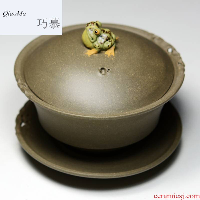 Qiao mu QD yixing purple sand tureen handicrafts undressed ore its period of taihu frogs hospitality tea cups of tea