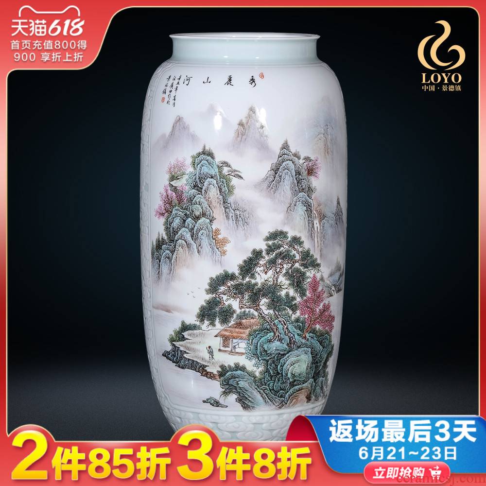 Jingdezhen ceramics, vases, flower arrangement sitting room place pastel household of Chinese style porch TV ark, decoration carving