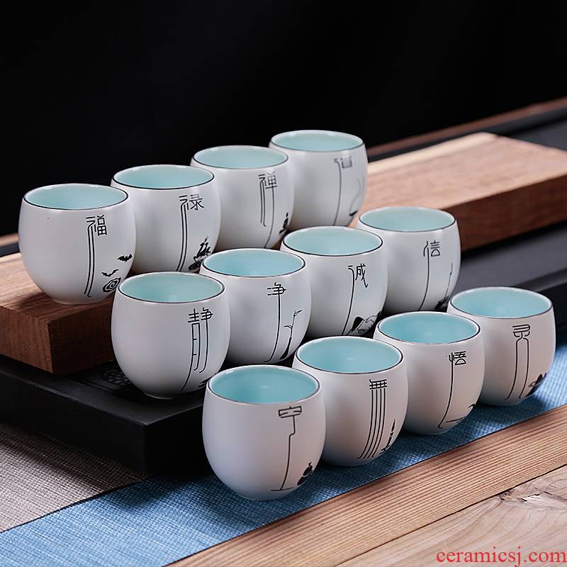 Cup of kung fu tea master Cup but small ceramic cups a single household single large move jingdezhen tea