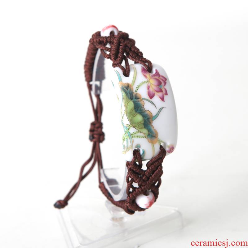 QingGe jingdezhen ceramic jewelry manual pastel peach blossom put bracelet checking jewelry gift booth in supply