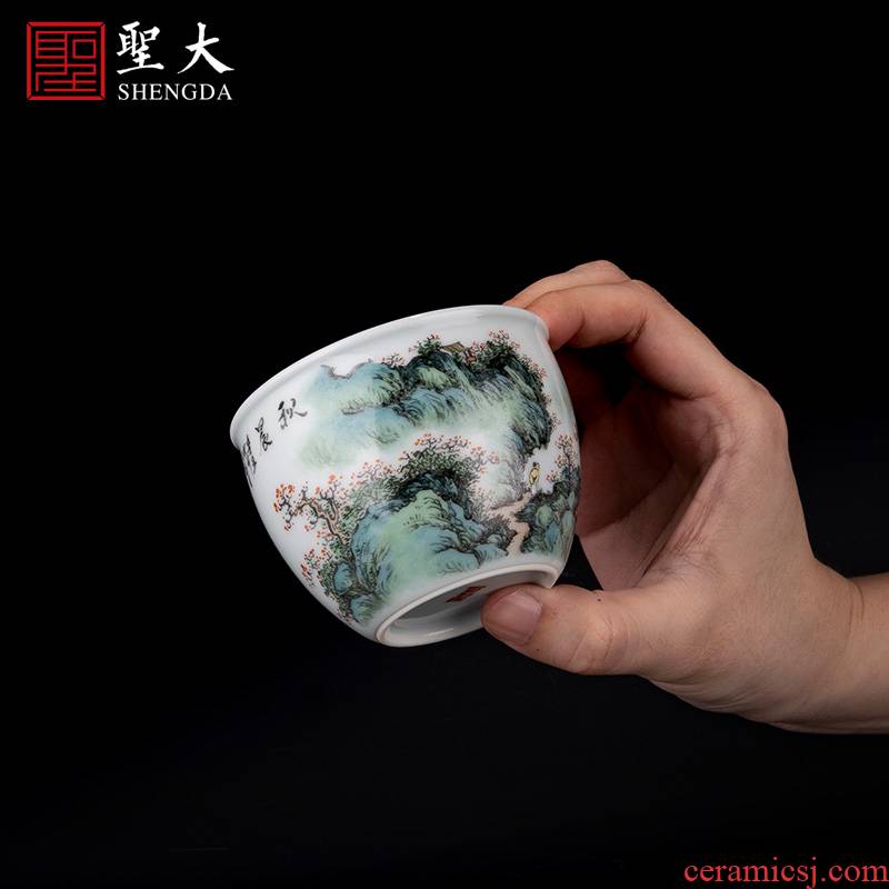 Holy big new ceramic color the autumn morning lie fa cup jingdezhen pure manual hand - made ceramic tea set kung fu tea cups