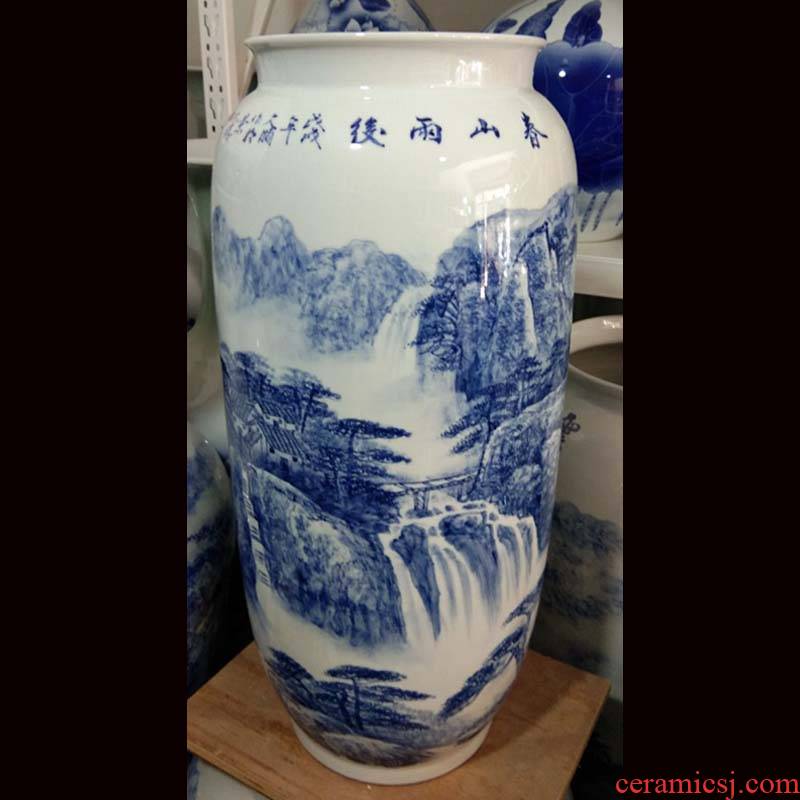 Jingdezhen blue and white landscape quiver hand - made elegant calligraphy and painting quiver high - grade cultural furnishing articles MD a sitting room