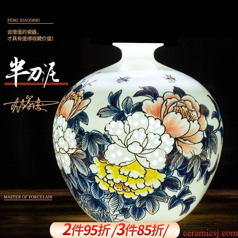 Jingdezhen ceramic vase light key-2 luxury furnishing articles by hand - made paint the living room of Chinese style household rich ancient frame porch decoration