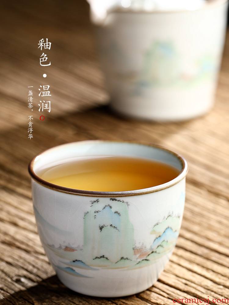 Jingdezhen your up CPU master cup of pure manual sample tea cup single CPU hand - made ceramic kung fu tea set a single landscapes