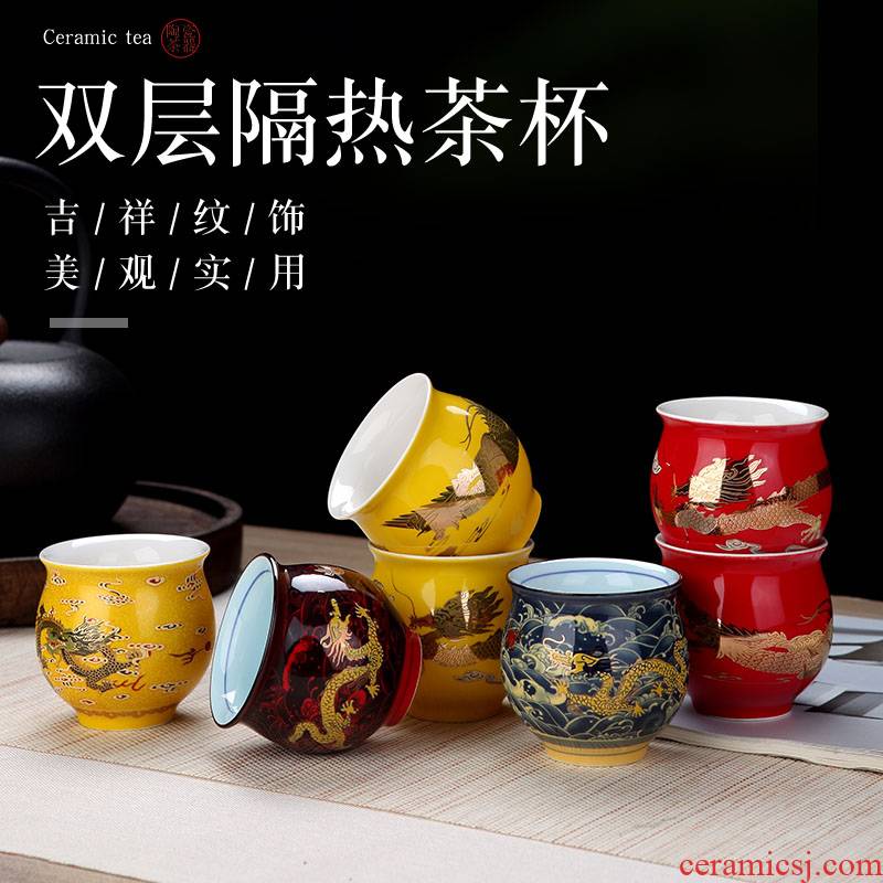 Double kung fu tea cups don 't hot jingdezhen high - capacity ceramic tea cup personal special sample tea cup insulation cup