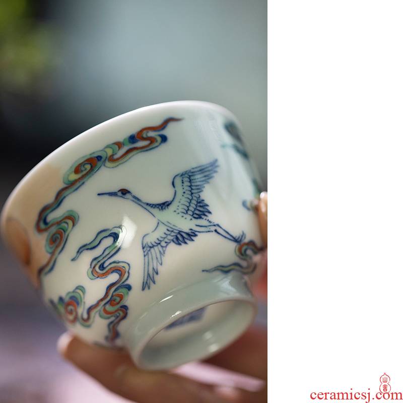 Qin Qiuyan the teacher bucket color hand - made James t. c. na was published grain single CPU jingdezhen checking ceramic masters cup sample tea cup
