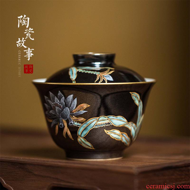 High - end checking hand - made ceramic story town tureen three tureen single jingdezhen pure hand - made tureen
